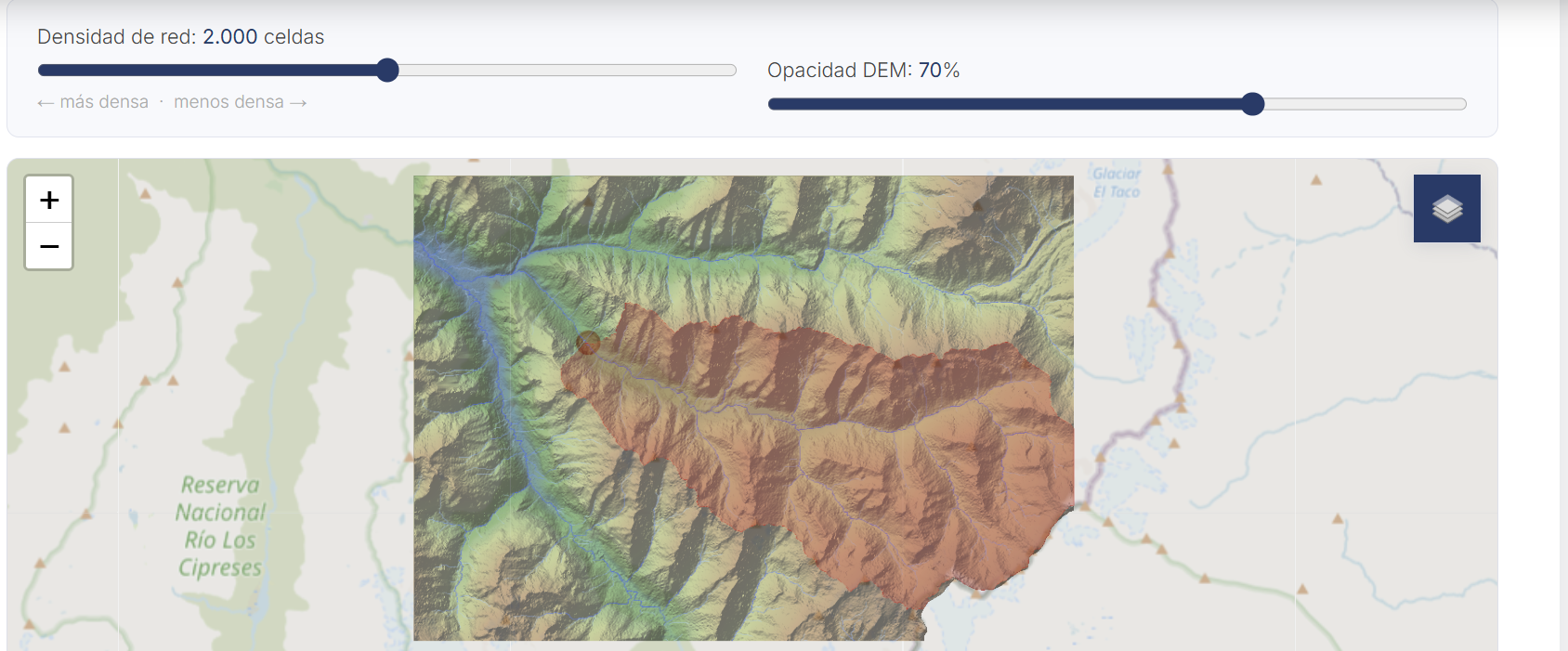Mapa con DEM y cuenca delineada